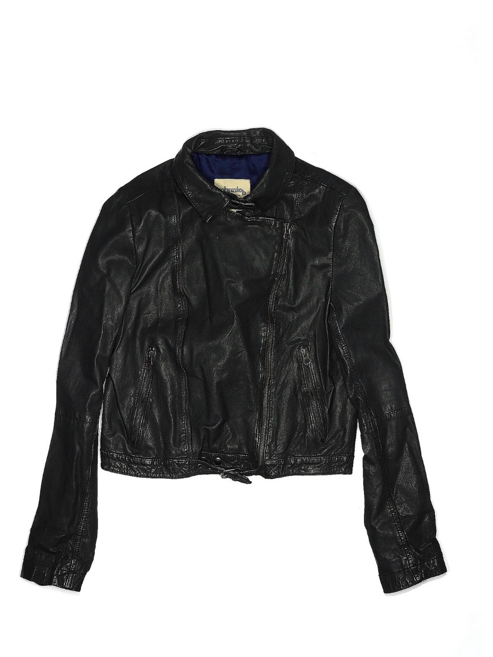 Kids johnnie b (Boden youth brand) Black Leather Moto Jacket with Zip Front